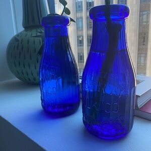 2 vintage cobalt blue bottle from the Liberty Milk Company excellent condition